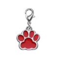 Red enamel dog paw charm with silver alloy lobster clasp for DIY pet jewelry - 加龙虾扣(HC356) / Red