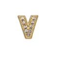 Perla scorrevole con lettera iniziale V in strass dorato 8mm per braccialetti - Lettera V