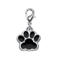 Silver and black paw print pendant accessory with lobster clasp for pet DIY jewelry - 加龙虾扣(HC356) / Black