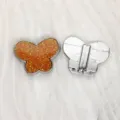8mm schmetterlingsförmige DIY-Armbandperle mit funkelndem orangefarbenem Glitzerfinish und Silberbasis - Chrom Boden Schmetterling / 8mm / Orangegelb (SL798)