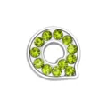 Ciondolo a scorrimento lettera Q argento 8mm con strass per braccialetti DIY - Lettera Q
