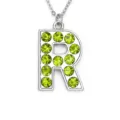 Accessorio perla lettera R strass verde chiaro 8mm per creazione bracciali DIY - Lettera R