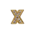 Perla lettera X dorata con strass da 8mm per creazione di gioielli fai-da-te e bracciali - Lettera X
