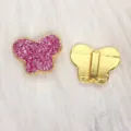8mm rosa glitzernder Schmetterling Schiebeperle für DIY handgefertigten Armbandschmuck - Gold Basis Schmetterling / 8mm / Rosa (SL799)
