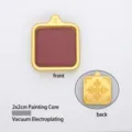Golden square stainless steel Gau box amulet pendant showing front and back views - Glossy Gold Style (TK32) / 2x2cm Inner Core