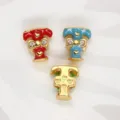 Colorful enamel bow T-letter alloy beads with rhinestones for DIY jewelry making - Letter T