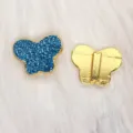 8mm funkelnder blauer Glitzer-Schmetterlingsanhänger für DIY-Armbandschmuck Zubehör - Gold Basis Schmetterling / 8mm / Seeblau (SL799)