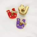 8mm alphabet U alloy slide charm with sparkling rhinestone bow for DIY jewelry - Letter U