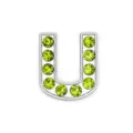 Ciondolo scorrevole lettera U in strass verde chiaro 8mm per gioielli e braccialetti fai da te - Lettera U