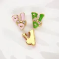 8mm gold-plated V-letter alloy charms with colorful enamel bow and shiny rhinestones for DIY - Letter V