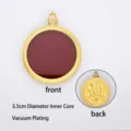 3.5cm gold plated stainless steel Thangka Gau box pendant showing front and back - Round Single Glass Gold (TK35) / 3.5cm Diameter Core