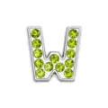 Perlina a scorrimento lettera W con strass verde chiaro 8mm per bracciali fai da te - Lettera W