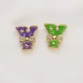 8mm alloy letter Y slider bead charm with enamel and rhinestone bowknot for jewelry DIY - Letter Y