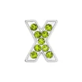 Charm lettera X in argento 8mm con strass verde chiaro per braccialetti fai-da-te - Lettera X