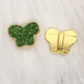 8mm grüner Glitzer-Schmetterlingsanhänger mit Goldbeschichtung für DIY-Schmuckherstellung - Gold Basis Schmetterling / 8mm / Hellgrün (SL799)