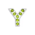 Ciondolo perla lettera Y in argento da 8mm con strass verde chiaro per braccialetti DIY - Lettera Y
