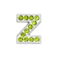 Ciondolo lettera Z con strass verdi da 8mm per braccialetti DIY - Lettera Z