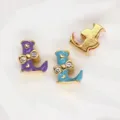 8mm enamel bow alphabet charms with rhinestones for DIY jewelry making accessories - Letter L