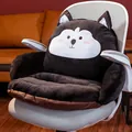 Cozy plush Husky animal shaped electric heating seat cushion for office chair backrest - Regular Fit / 55*50cm / Black White Husky