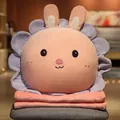 Adorable cojín de peluche de conejo y girasol rosa con manta de forro polar a juego - Cojín 50cm / Conejo rosa