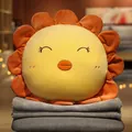 Lindo cojín de peluche de girasole 2 en 1 con suave manta de forro polar gris - Pollito amarillo