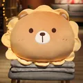 Adorable cojín de felpa de león con juego de manta de forro polar gris muy suave - Oso Pardo
