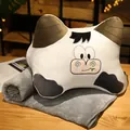 Cute cartoon cow plush pillow and grey flannel blanket 2-in-1 set for napping - Cow / With Blanket