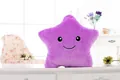 Purple star-shaped plush pillow with a cute smiling face on a white desk - Smiley Face / Purple Star