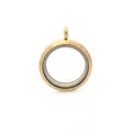 Elegant 30mm circular gold-plated stainless steel locket with clear glass panels - Gold Smooth Style / Gold