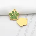 Pendentif en forme de patte de chien dorée avec paillettes vertes pour bijoux DIY - Vert Clair (HC552) / 15x18mm