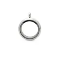 Minimalist silver 30mm round stainless steel floating locket pendant with smooth glass window - Steel Color Polished Style / Steel