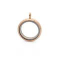 Elegant rose gold 30mm round stainless steel screw floating locket pendant with clear glass - Rose Gold Tone Smooth Style / Rose Gold
