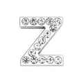 Nahaufnahme eines 18mm silbernen Buchstaben-Z-Anhängers mit klaren Strasssteinen für DIY-Projekte - Buchstabe-Z / 18mm Durchmesser / Chrom Strass