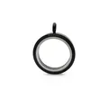 30mm round black stainless steel glass floating locket pendant for jewelry making - Black Glossy Style / Black