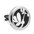 Clip de aromaterapia magnético de metal para coche de 30mm con diseño de mariposa plateada - Estilo Calado de Mariposa (HG055) / 10 Piezas