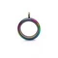 30mm round stainless steel glass floating locket pendant with rainbow plated finish - Rainbow Polished Style