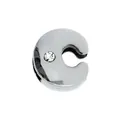 Abalorio pasador de 8mm en plata pulida con un solo cristal brillante para DIY - Letra C / 8mm