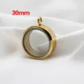 30mm gold round stainless steel glass locket pendant for jewelry making - 30mm Pack / Gold
