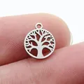 Round stainless steel tree of life cutout pendant for DIY necklace and jewelry making - Tree of Life (SSP097)