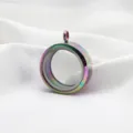 30mm round rainbow stainless steel double-sided clear glass locket pendant jewelry - 30mm Pack / Rainbow