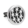 Clip circular de aromaterapia de 30 mm para ventilación de coche con tapa magnética y diseño - Estilo Floral Abstracto (HG056) / 10 Piezas