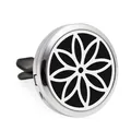 Clip de aromaterapia magnético de 30 mm para ventilación de coche, diseño floral plateado - Estilo Floral Geométrico (HG050) / 10 Piezas