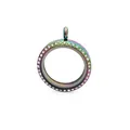 30mm rainbow stainless steel floating charm locket pendant with rhinestones - Rainbow Rhinestone Style