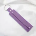 Purple faux leather keychain strap for DIY 8mm slide letters accessories - Chrome Ring / 8mm Artificial Leather Keychain Ring / Medium Purple
