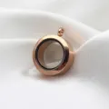 Rose gold stainless steel 25mm round glass locket pendant on silk - 25mm Pack / Rose Gold