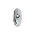 Abalorio de perla ovalada de 8mm en plata pulida con un diamante de imitación para joyería DIY - Letra I