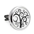 Clip de Aromaterapia para Coche de 30mm en Plata con Tapa Magnética y Árbol Vida - Estilo Textura en Espiral (HG052) / 10 Piezas