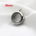 High-quality 25mm round stainless steel glass locket pendant with secure screw closure - 25mm Pack / Steel
