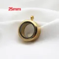 25mm Gold-tone stainless steel round screw locket with double-sided transparent glass - 25mm Pack / Gold