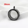 Round black stainless steel 30mm double sided floating glass locket frame pendant - 30mm Pack / Black